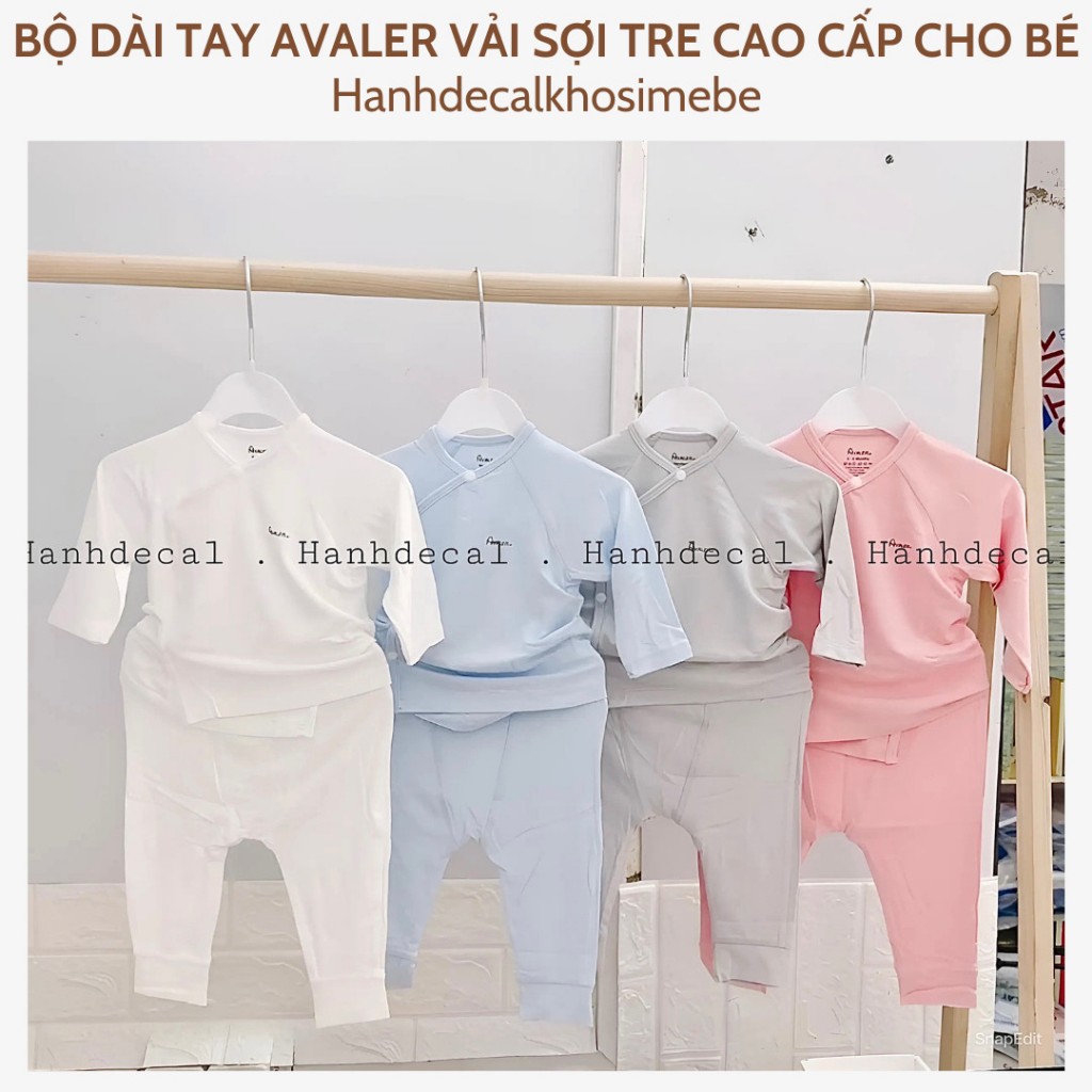 [ Avaler Chính Hãng] Bộ Sơ Sinh Dài Tay AVALER Vải Sợi Tre Cao Cấp Cài ...