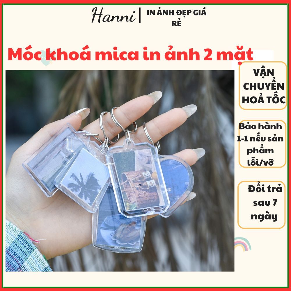 Combo 2 móc khoá mica in  ảnh 2 mặt, in Mã QR Code Thanh Toán thông minh theo yêu cầu
