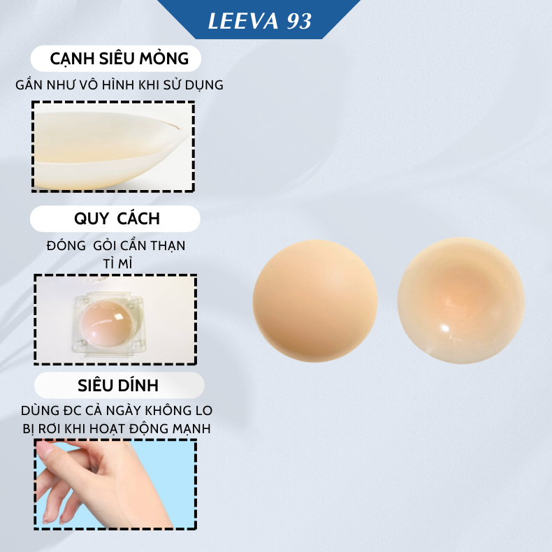 Miếng dán ngực size to 8cm 10cm Hộp 1 đôi dán nhũ hoa Silicon dán đầu ti dùng lại được nhiều lần DN02