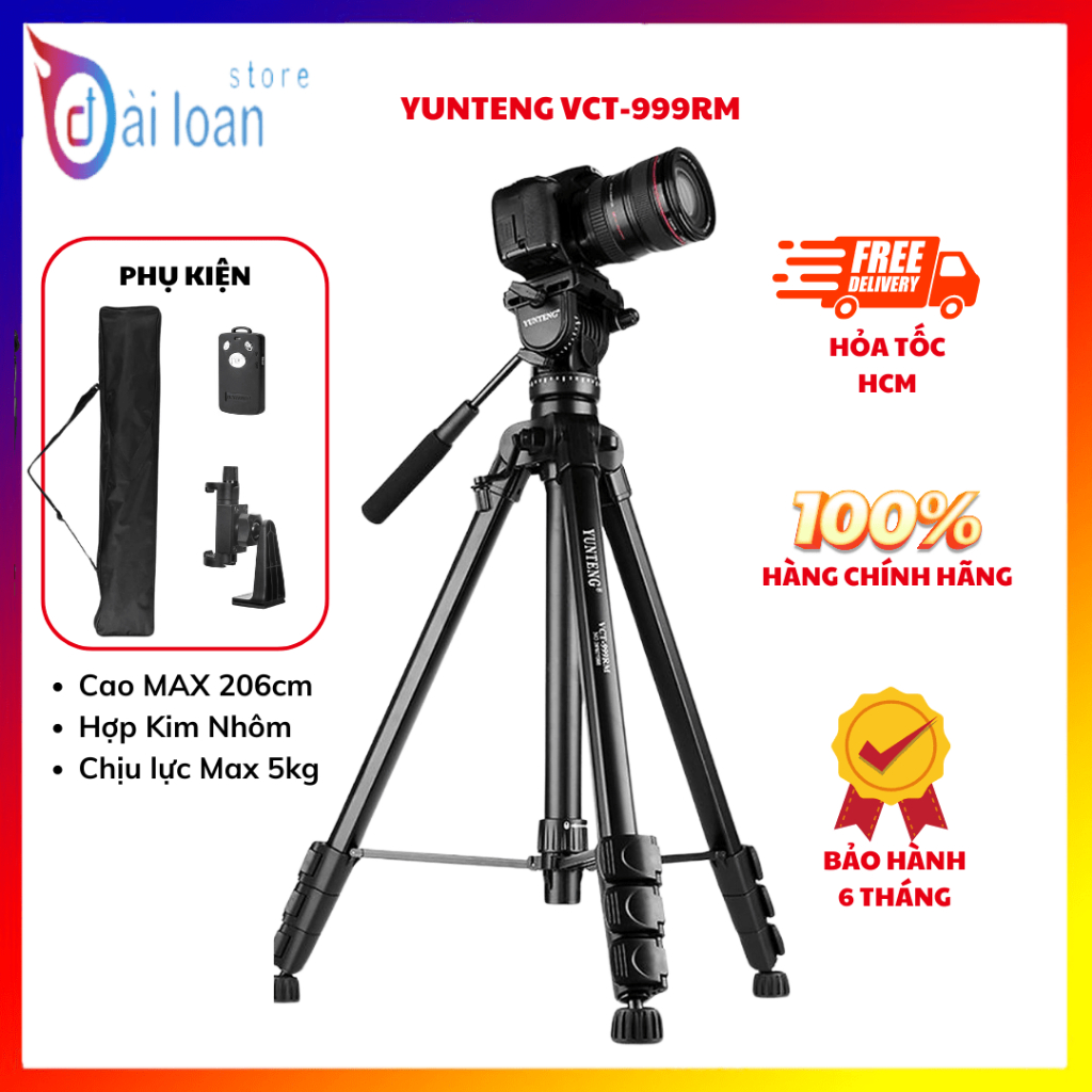 Tripod Yunteng VCT-999RM chân máy chuyên nghiệp cho máy ảnh - Kèm kẹp ...