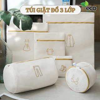 Túi giặt đồ máy giặt 3 lớp ECO túi lưới giặt đồ lót có khóa kéo giúp bảo vệ quần áo chống co dãn