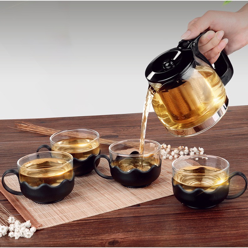 Gia Dụng HC ] Ấm pha trà thủy tinh, Bộ Ấm Chén Trà Có Khay Lọc 5 Món, Bình  Lọc Trà Thủy Tinh Giữ Nhiệt Cao Cấp | Shopee Việt Nam