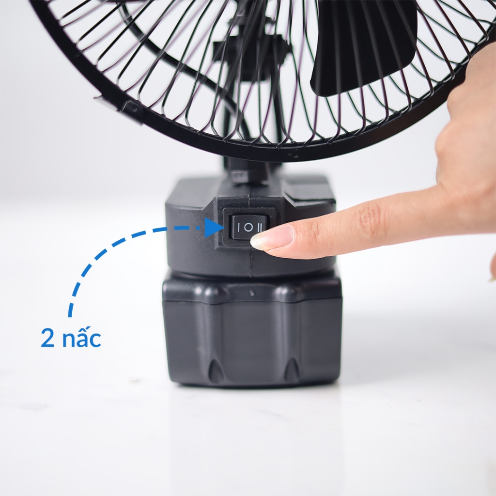 Quạt Tích Điện BOSHUN 8inch – Quay Được, 2 Tốc Độ – Lồng Sắt – Quạt Cho Trẻ Nhỏ, Quạt Để Bàn Cho Bé, Đi Chợ, Đi dã ngoại