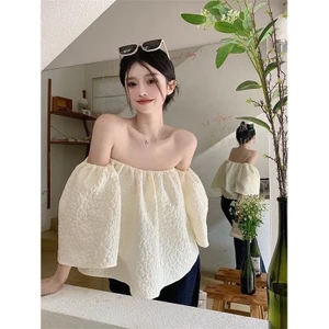 Áo trễ vai tiểu thư dáng babydoll bồng xoè hàng QCCC đi chơi đi biển sang chảnh phong cách Hàn Quốc SP111
