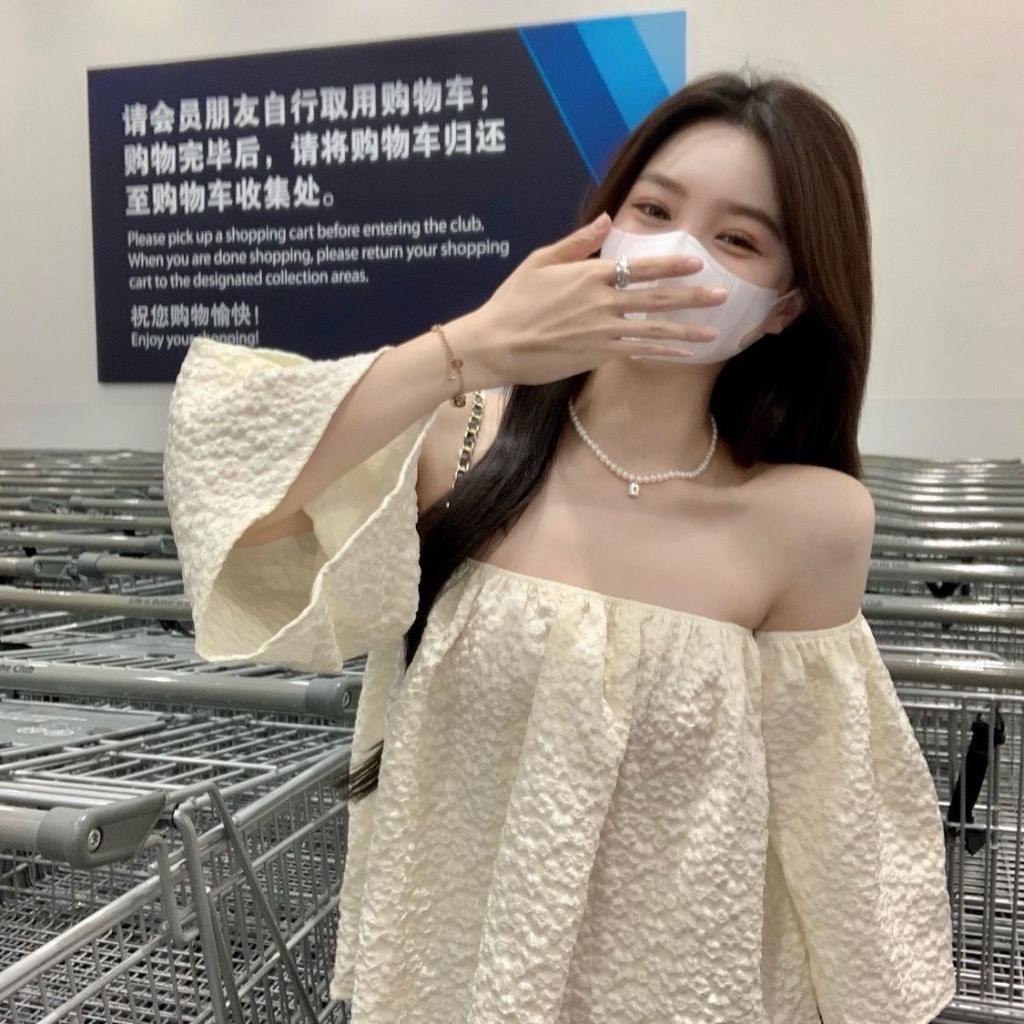 Áo trễ vai tiểu thư dáng babydoll bồng xoè hàng QCCC đi chơi đi biển sang chảnh phong cách Hàn Quốc SP111