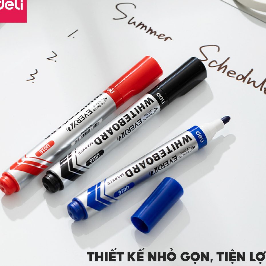 Combo 5/10/20 Bút Lông Bảng Xoá Được DELI Thêm Mực Đầu Bút Viết Êm Trơn Nhiều Mực Đậm 4 Màu