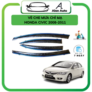 Vè che mưa xe Honda Civic 2008-2011, Mẫu vè mưa nhựa đen và chỉ mạ cao cấp