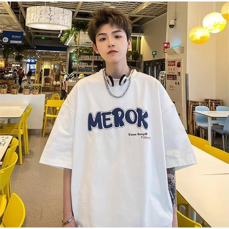 Áo phông cotton tay lỡ MEROK khô thoáng mát form rộng áo thun nam nữ ...