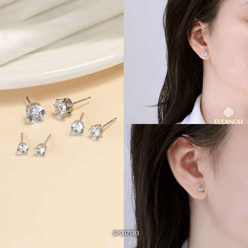 Set bông tai nữ chuôi bạc 925 Eleanor Accessories đính đá phụ kiện trang sức khuyên tai 6516