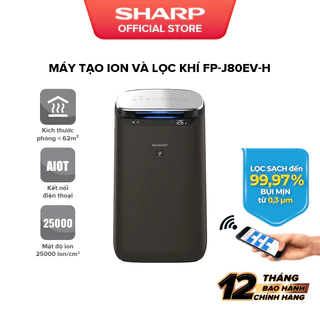 Máy Lọc Không Khí và tạo ion Sharp FP-J80EV-H xuất xứ Thái Lan [Máy Lọc Vi Khuẩn, Bụi, Kích Thước Phòng <62m²]