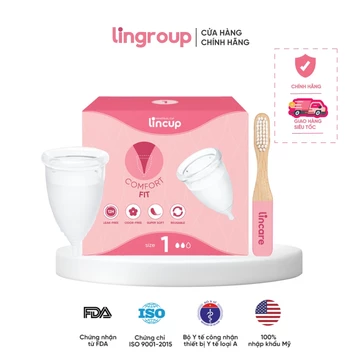 Combo Cốc nguyệt san Lincup 3 size kèm bàn chải vệ sinh cốc