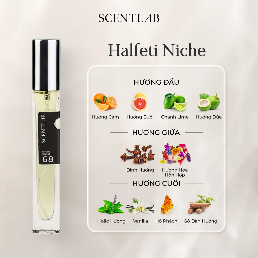 Ảnh Nước hoa unisex SCENTLAB No.68 Norman Halfeti Niche tinh dầu thơm lâu lưu hương 10h sang trọng cổ điển mini 10ml 4