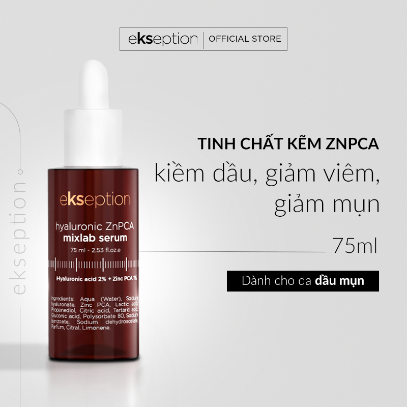 Ảnh Serum kẽm Ekseption Hyaluronic ZnPCA, HA + 1% ZnPCA giảm mụn, kiềm dầu 75ml 1