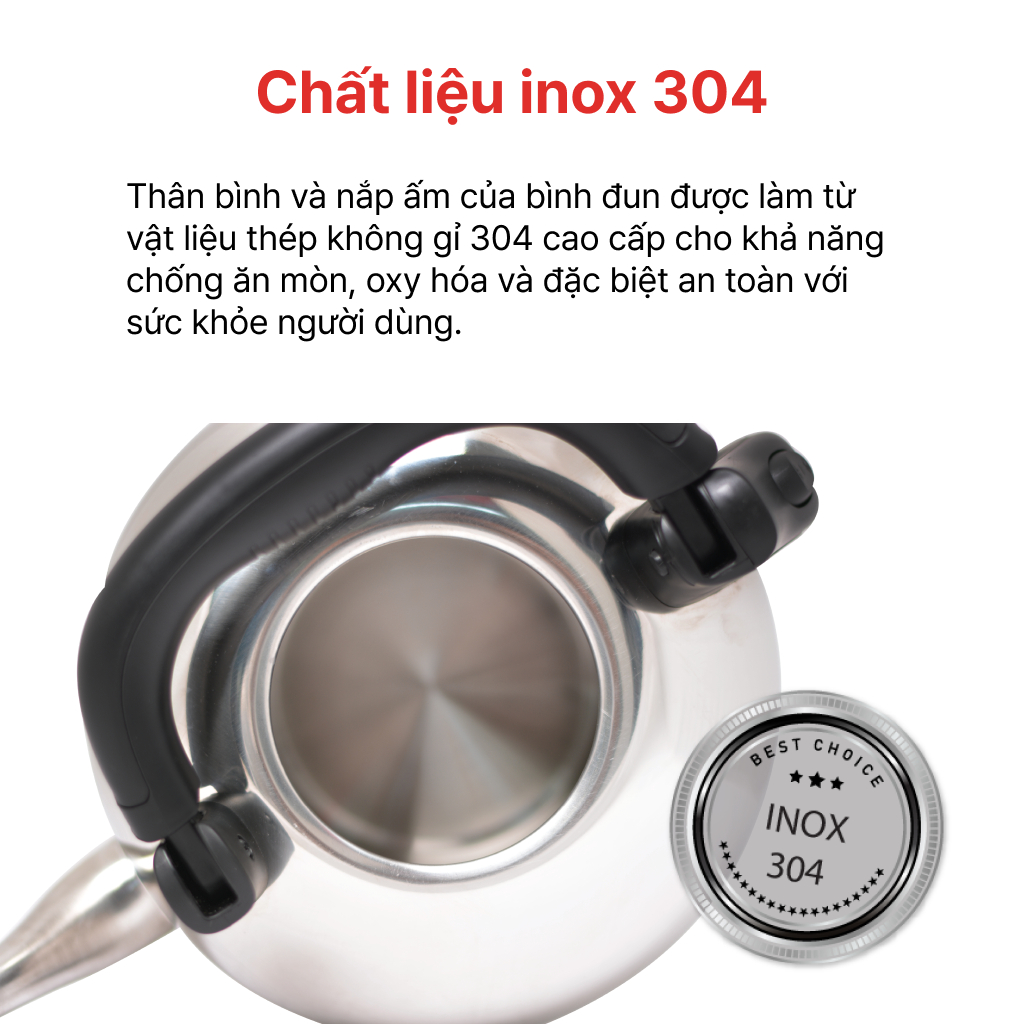 Ảnh ẤM ĐIỆN ĐUN NƯỚC SIÊU TỐC INOX 304 4.2L, HAPPYCOOK 2