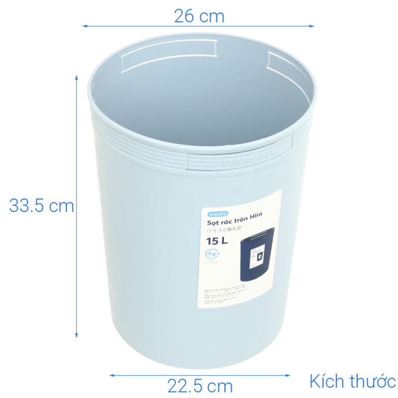 Sọt rác văn phòng nhựa cao cấp Hiro 5L-10L-15L - CHÍNH HÃNG INOCHI