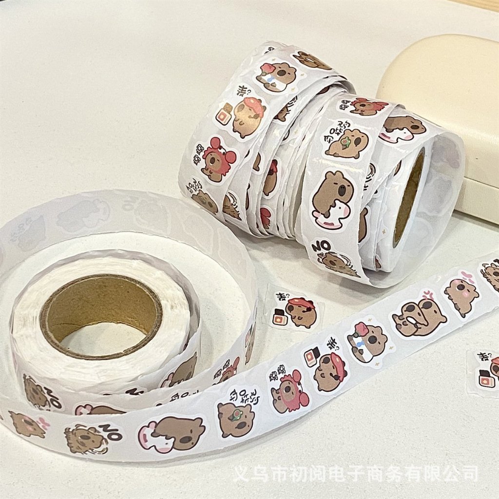 (5 LOẠI) Cuộn Sticker 500 Thank You Sticker Capybara, Panda Gấu Trúc ...