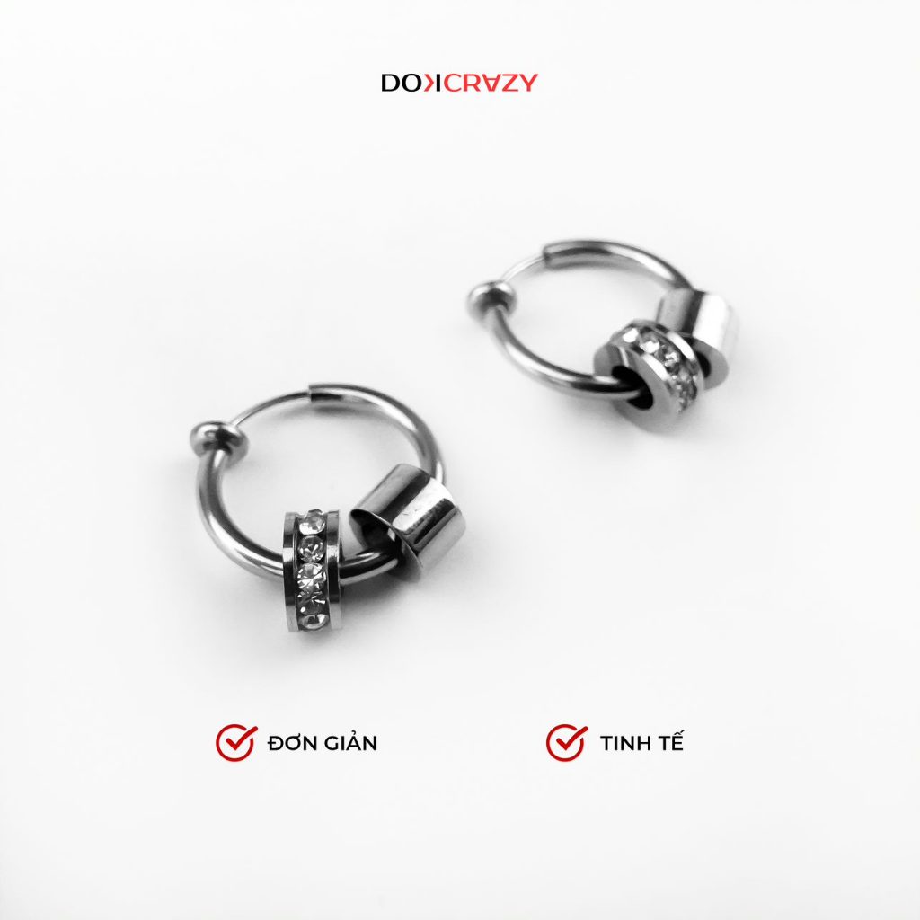 Ảnh Khuyên tai tròn DOKCRAZY Thép Không Gỉ Thời Trang Phong Cách Đường Phố nhiều size Unisex - DOK01 1