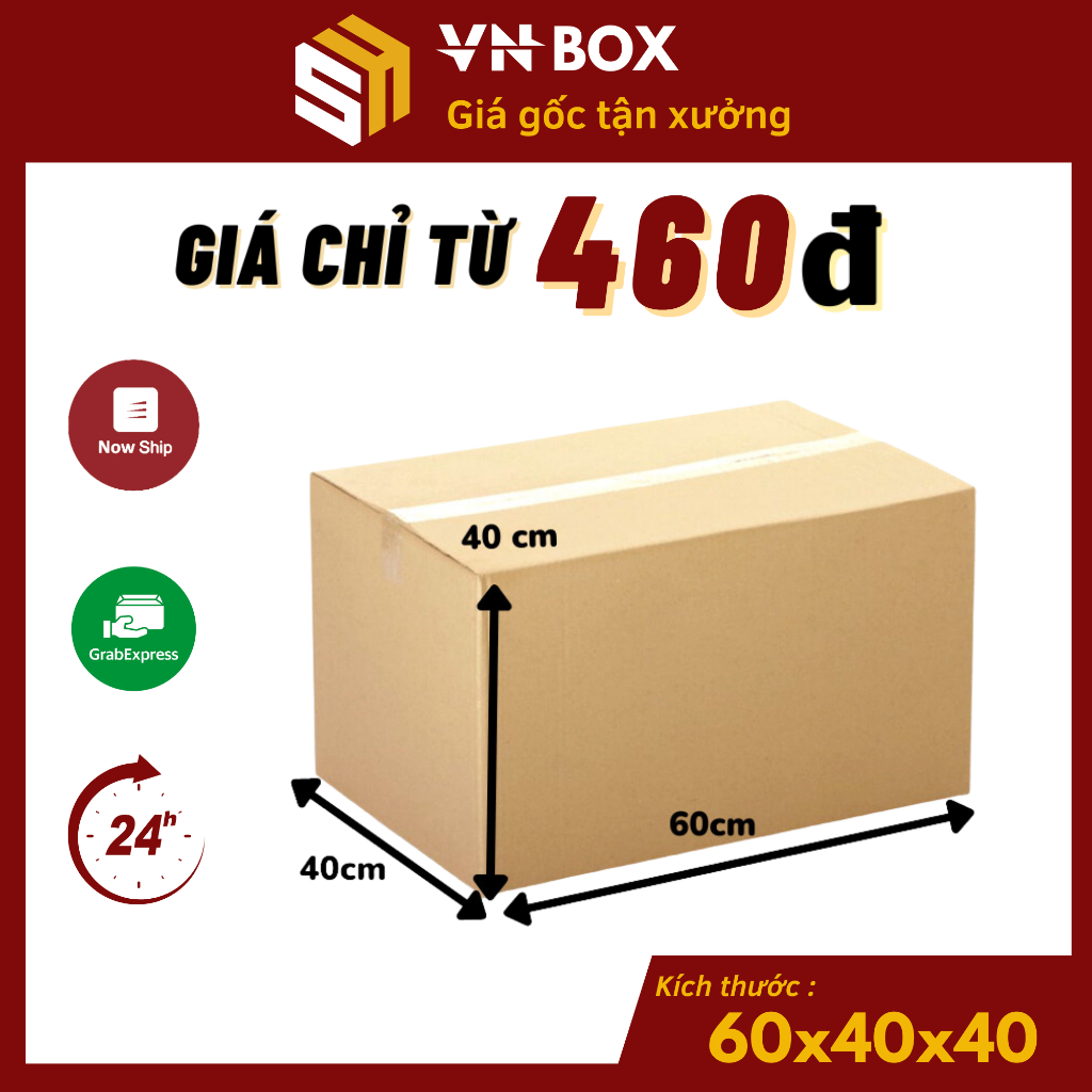 HỎA TỐC Combo 10 thùng carton chuyển nhà 60x40x40, hộp carton to đóng gói hàng hóa giá rẻ - Hộp carton VNbox