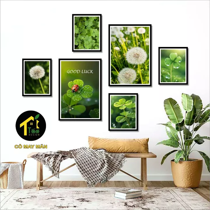 Tranh decor Cỏ May Măn, Hoa Bồ Công Anh trong gió trang trí phòng ngủ, phòng khách, spa đồ decor tranh treo tường