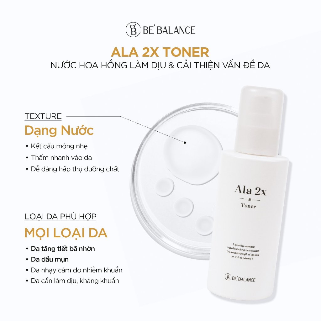 Ảnh Nước Hoa Hồng Toner Giảm Mụn Be'Balance ALA 2X TONER giúp Chăm Sóc Da có Vấn Đề về Mụn 150ml 4