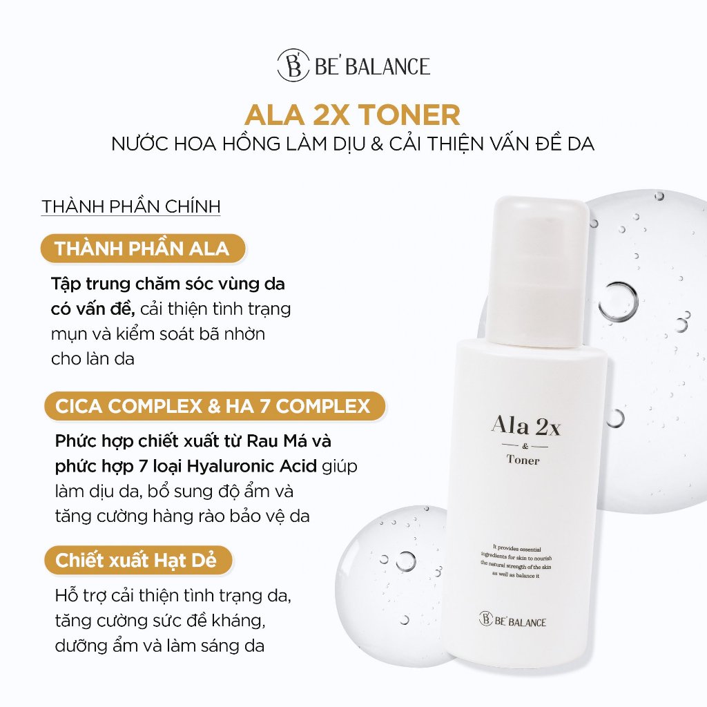 Ảnh Nước Hoa Hồng Toner Giảm Mụn Be'Balance ALA 2X TONER giúp Chăm Sóc Da có Vấn Đề về Mụn 150ml 3