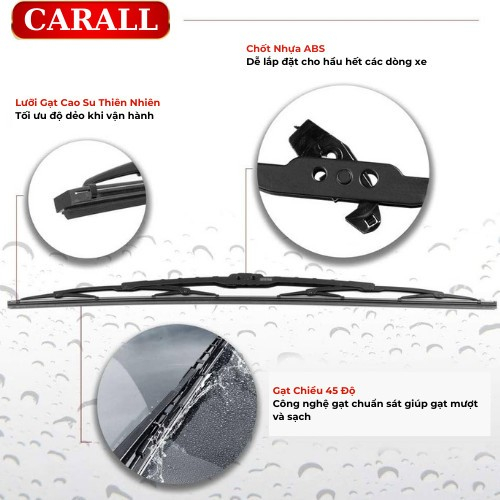 Gạt Mưa Ô Tô Sắt/ Gạt Mưa Xương Sắt/ Cần Gạt Mưa Xương Sắt Cao Cấp - CARALL Phủ Graphite (1 Cây)