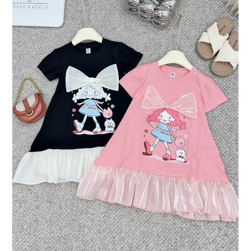 DL 27 ( 9-30kg)Váy cotton phối đuôi cá cho bé Diệu Linh Shop Kids - Váy cotton mát siêu xinh cho bé diện đi học đi chơi
