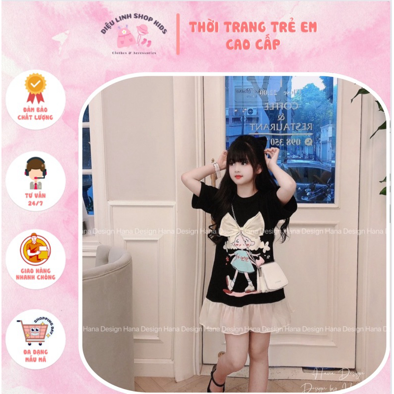 DL 27 ( 9-30kg)Váy cotton phối đuôi cá cho bé Diệu Linh Shop Kids - Váy cotton mát siêu xinh cho bé diện đi học đi chơi