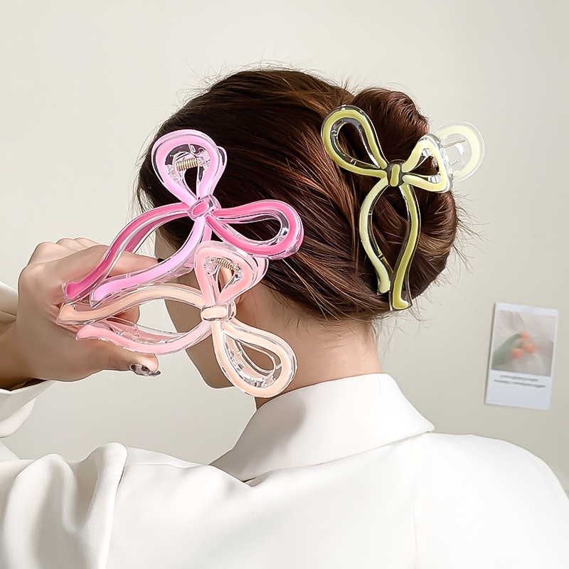 [Flash sales]Kẹp Tóc Hình Nơ Bằng Acrylic Phối Màu Cỡ Lớn Nhiều Màu Dễ Thương Phụ Kiện Tóc Nữ và Bé Gái