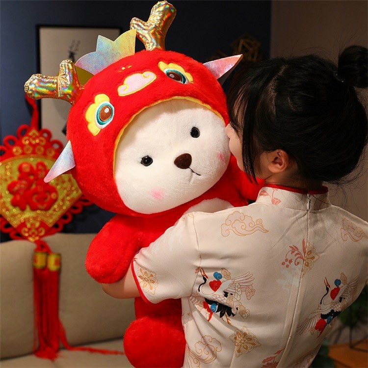 Gấu Bông Lena Cosplay Rồng Đỏ Gấu Lena Mũ Rồng Đáng Yêu Món Quà Tặng Ý Nghĩa Cho Năm Rồng May Mắn
