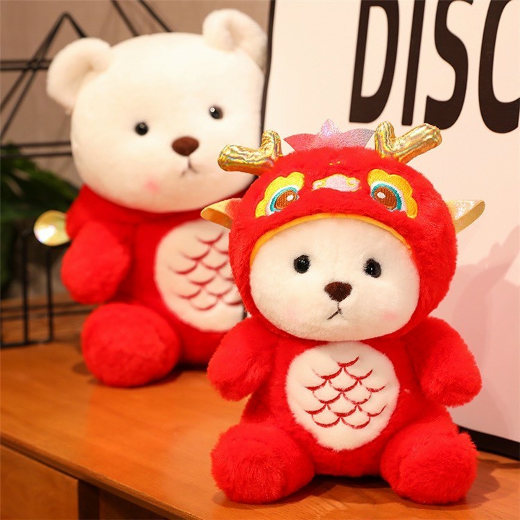 Gấu Bông Lena Cosplay Rồng Đỏ Gấu Lena Mũ Rồng Đáng Yêu Món Quà Tặng Ý Nghĩa Cho Năm Rồng May Mắn