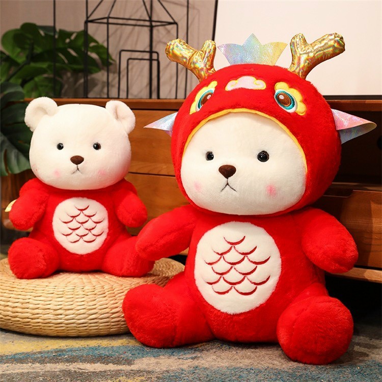 Gấu Bông Lena Cosplay Rồng Đỏ Gấu Lena Mũ Rồng Đáng Yêu Món Quà Tặng Ý Nghĩa Cho Năm Rồng May Mắn