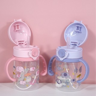 GB Baby - Bình tập uống nước cho bé từ 6 tháng - Bình nước cho bé đi học có dây đeo, tay cầm, ống hút silicone cao cấp