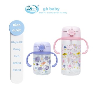GB Baby - Bình tập uống nước cho bé từ 6 tháng - Bình nước cho bé đi học có dây đeo, tay cầm, ống hút silicone cao cấp