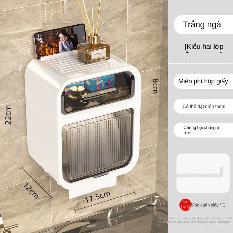Hộp Đựng Giấy Vệ Sinh 2 Tầng , Hộp Đựng Giấy Hộp Giấy Vệ Sinh Có Kệ Để Điện Thoại(H