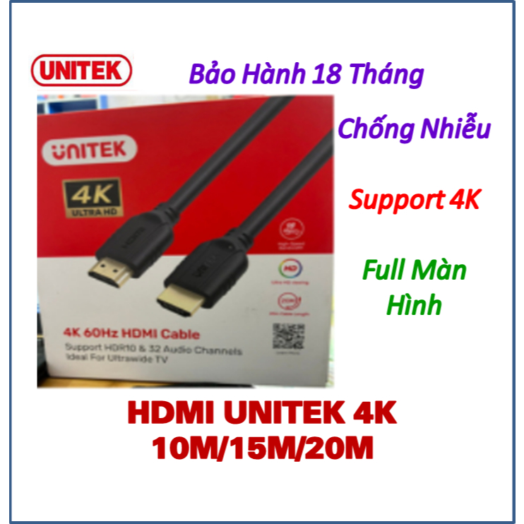 Cáp HDMI UNITEK 4K 10M / 15M / 20M C11079ABK - Chống Nhiễu Cực Tốt ...