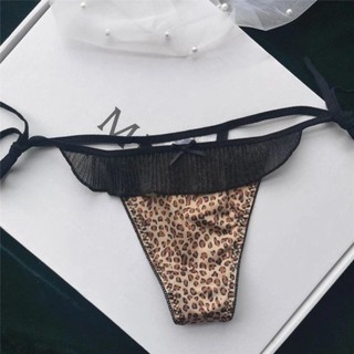 -Quần lót nữ lọt khe da báo phối voan thắt nơ hông sexy v105,