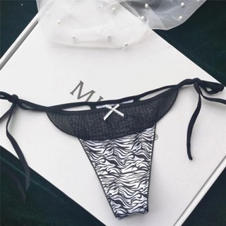 -Quần lót nữ lọt khe da báo phối voan thắt nơ hông sexy v105,