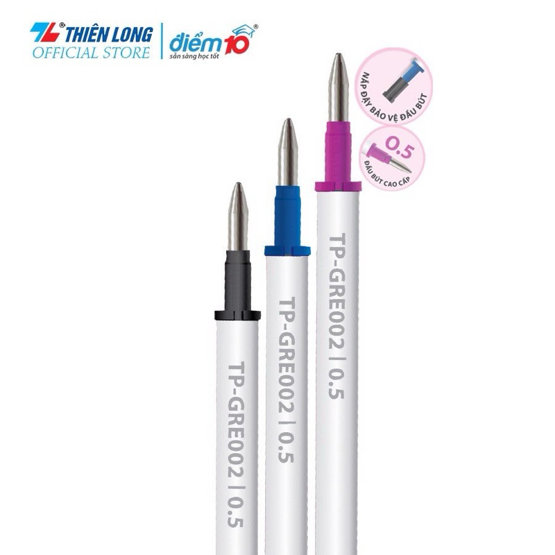 Ruột bút gel xóa được Điểm 10 TL TP-GRE002 ngòi 0.5mm thay cho bút đậy nắp