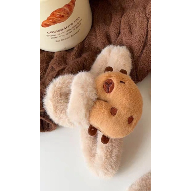 [Flash sales] Kẹp Tóc Lông Nhung Hình Thú Bông Capybara Dễ Thương Phong Cách Hàn Quôc Phụ Kiện Tóc Cho Nữ Empoli