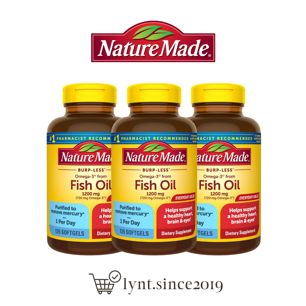 [Hàng Mỹ] Dầu cá Nature Made BurpLess Fish Oil 1200mg (720mg Omega3