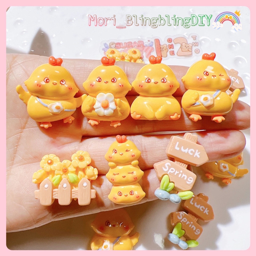 (CT535) Phụ Kiện Charm Sticker Hình Gà Hoa Dễ Thương | Shopee Việt Nam