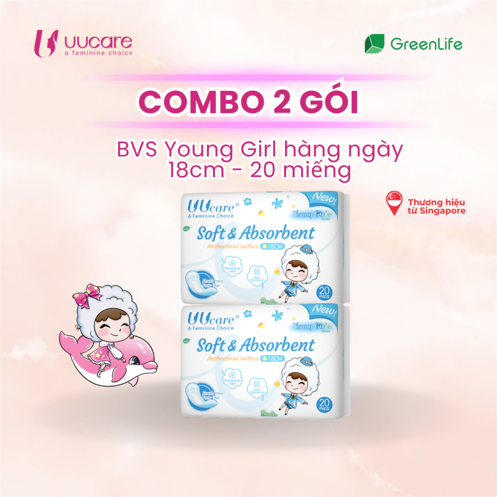 Ảnh Combo tiết kiệm Băng vệ sinh UUcare Singapore Young Girl 18cm 20 miếng 2