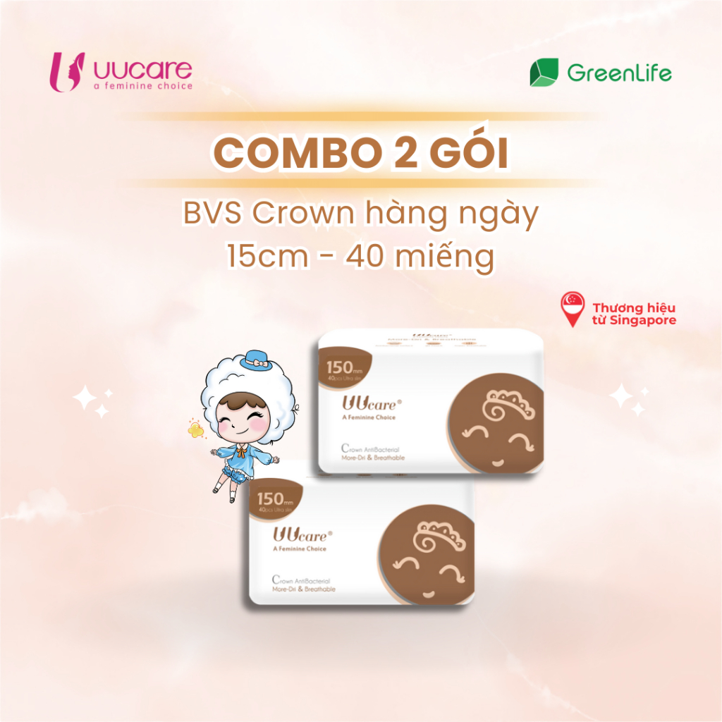 Ảnh Combo tiết kiệm Băng vệ sinh Uucare Singapore Crown hàng ngày 15cm 40 miếng 3