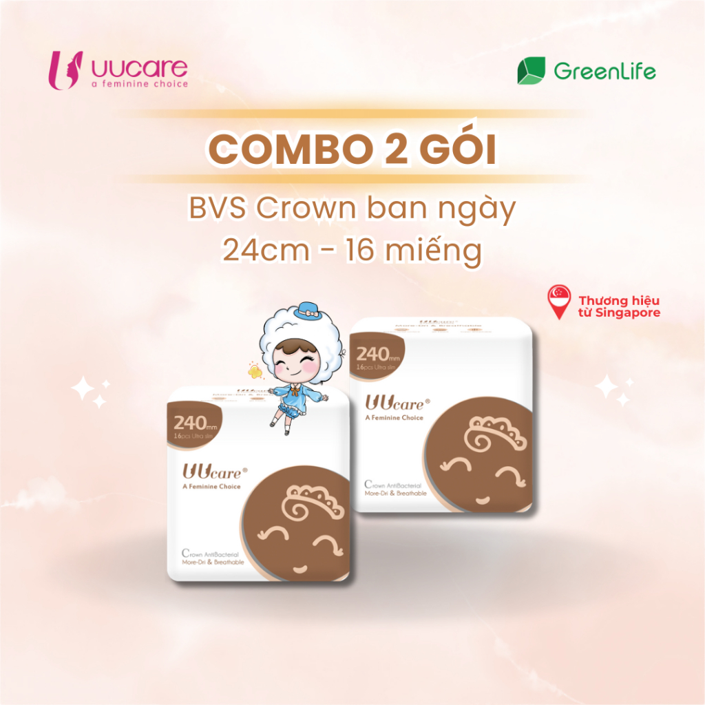 Ảnh Combo tiết kiệm Băng vệ sinh UUcare Singapore Crown ban ngày 24cm 16 miếng 3