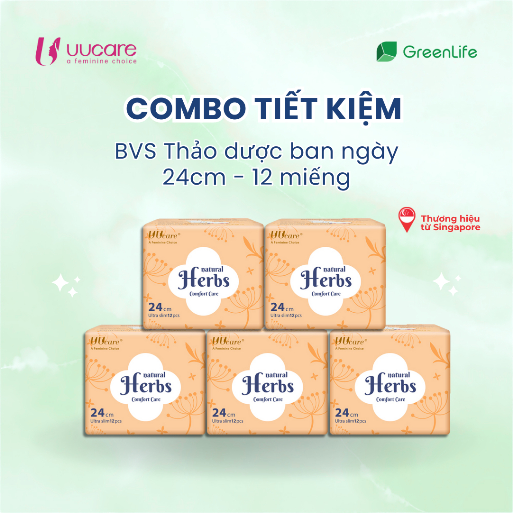 Ảnh Combo tiết kiệm Băng vệ sinh UUcare Singapore Thảo dược ban ngày 24cm 12 miếng 1