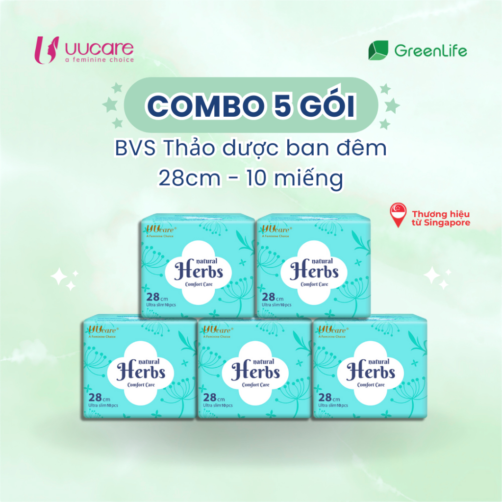 Ảnh Combo tiết kiệm Băng vệ sinh UUcare Singapore Thảo dược ban đêm 28cm 10 miếng 3