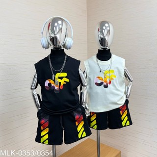 Sét bộ ba lỗ off white quần short chất cotton mềm mịn cho các boy nhà mình