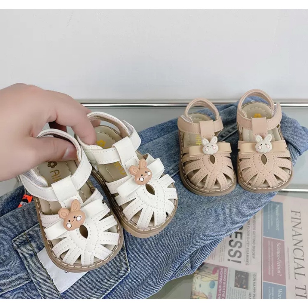 xăng đan bé gái dép rọ cho bé nơ thỏ xinh xắn nhẹ êm chân thờ trang he thu cho bé từ 1 tuổi chống trượt QCCC 1602