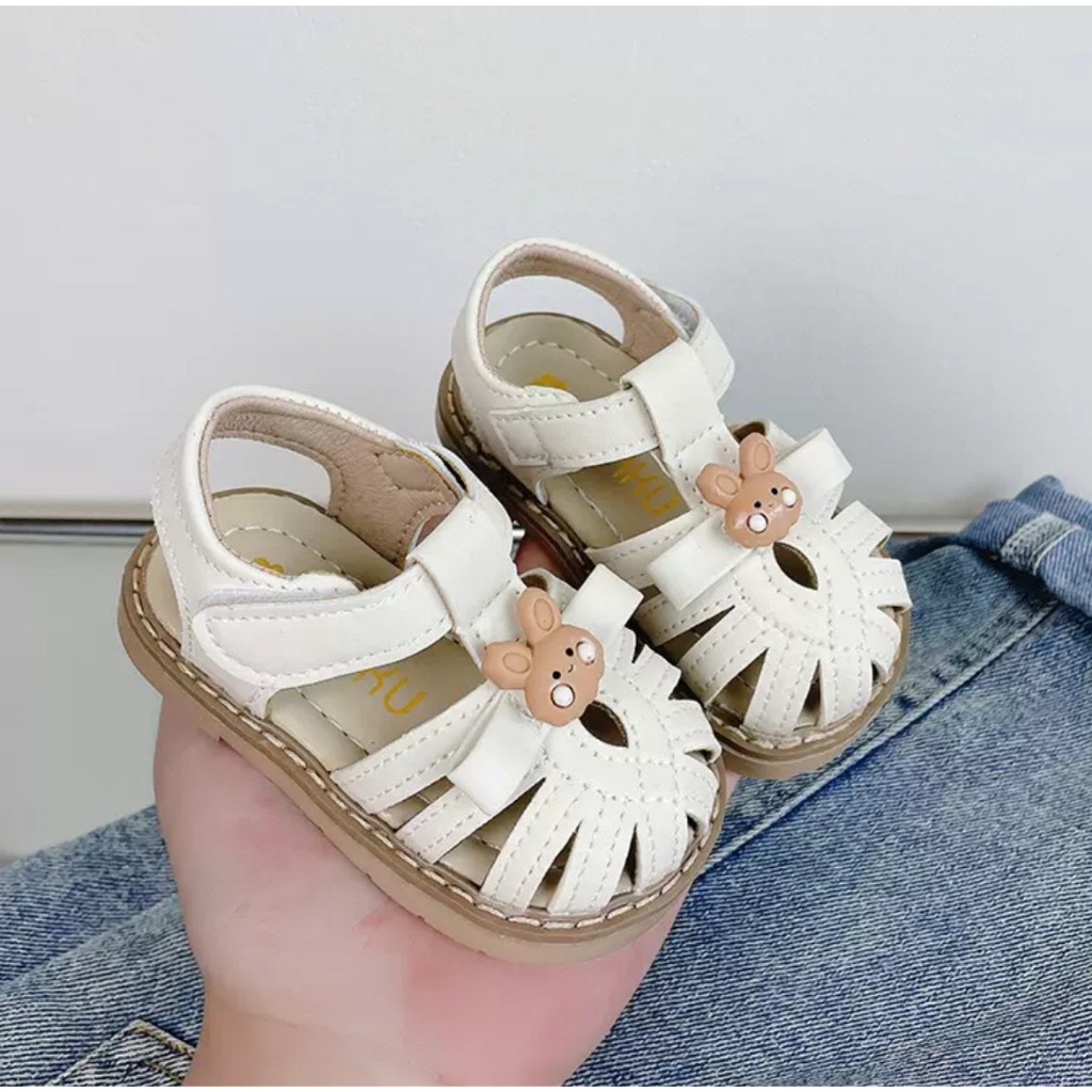 xăng đan bé gái dép rọ cho bé nơ thỏ xinh xắn nhẹ êm chân thờ trang he thu cho bé từ 1 tuổi chống trượt QCCC 1602